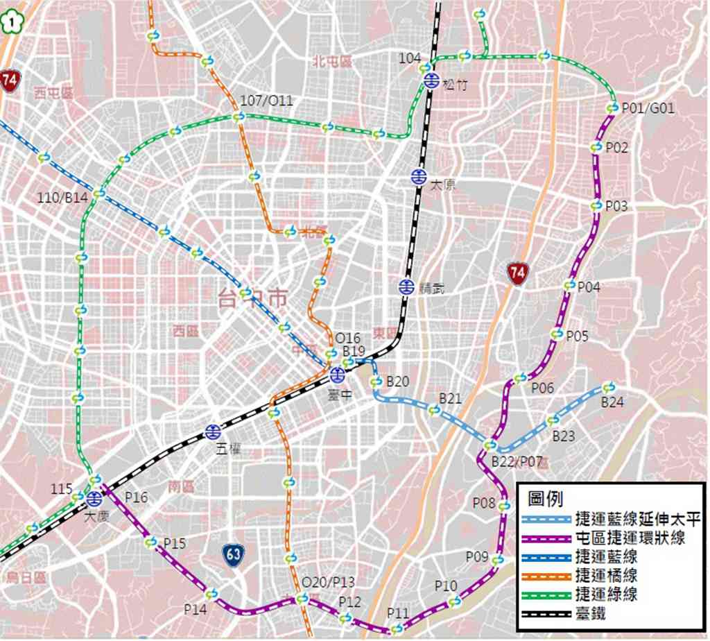 台中捷運紫線可行性研究送審！全長16.3公里、設16站 串聯綠線藍線橘線打造環狀路網