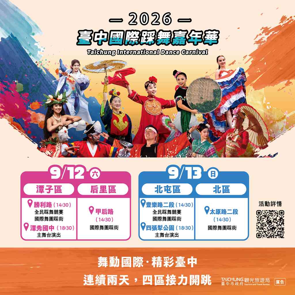 台中國際踩舞嘉年華9/12登場 首度擴大四區接力、逾70組團隊創新高